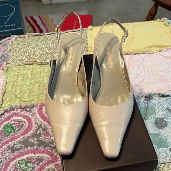 Enzo Angiolini Cream Slingback Heels - Picture 2 of 6